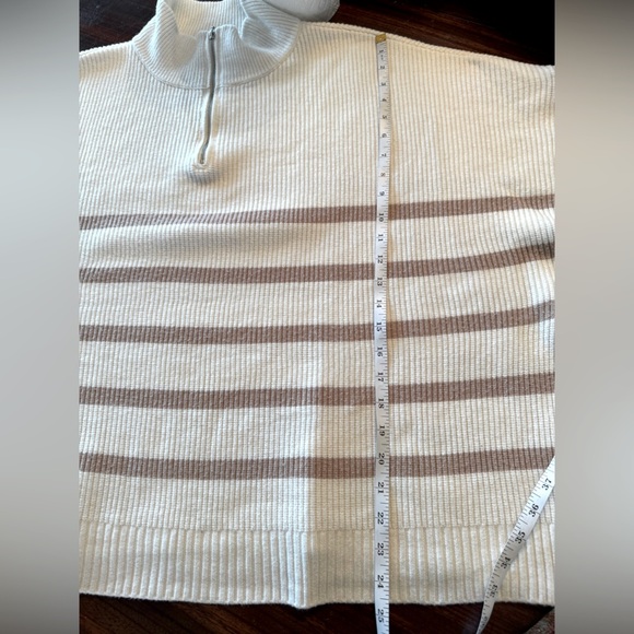 Mango Striped Cropped Chunky Knit Roll Neck 1/4 Zip Cream Camel Plus 2X EUC - Picture 13 of 13